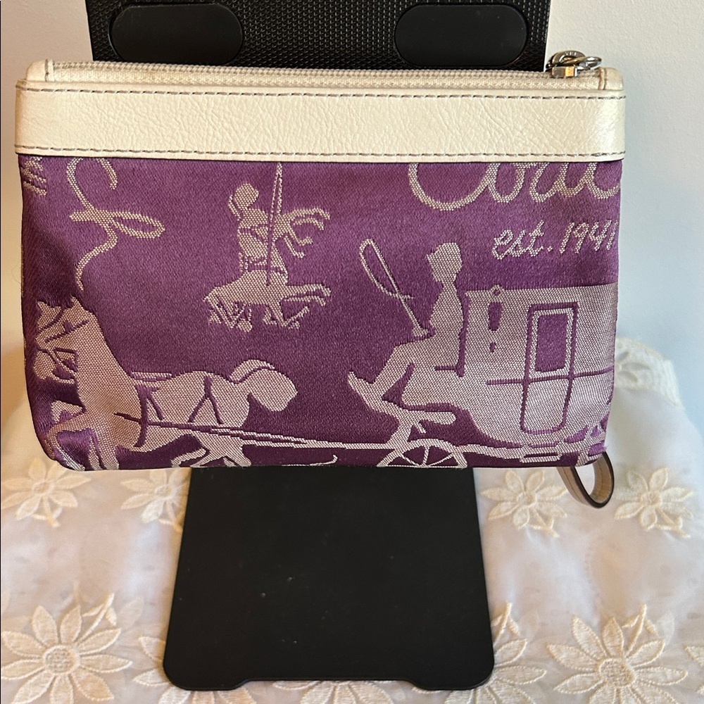 Coach Purple and Cream Wristlet - Picture 5 of 15